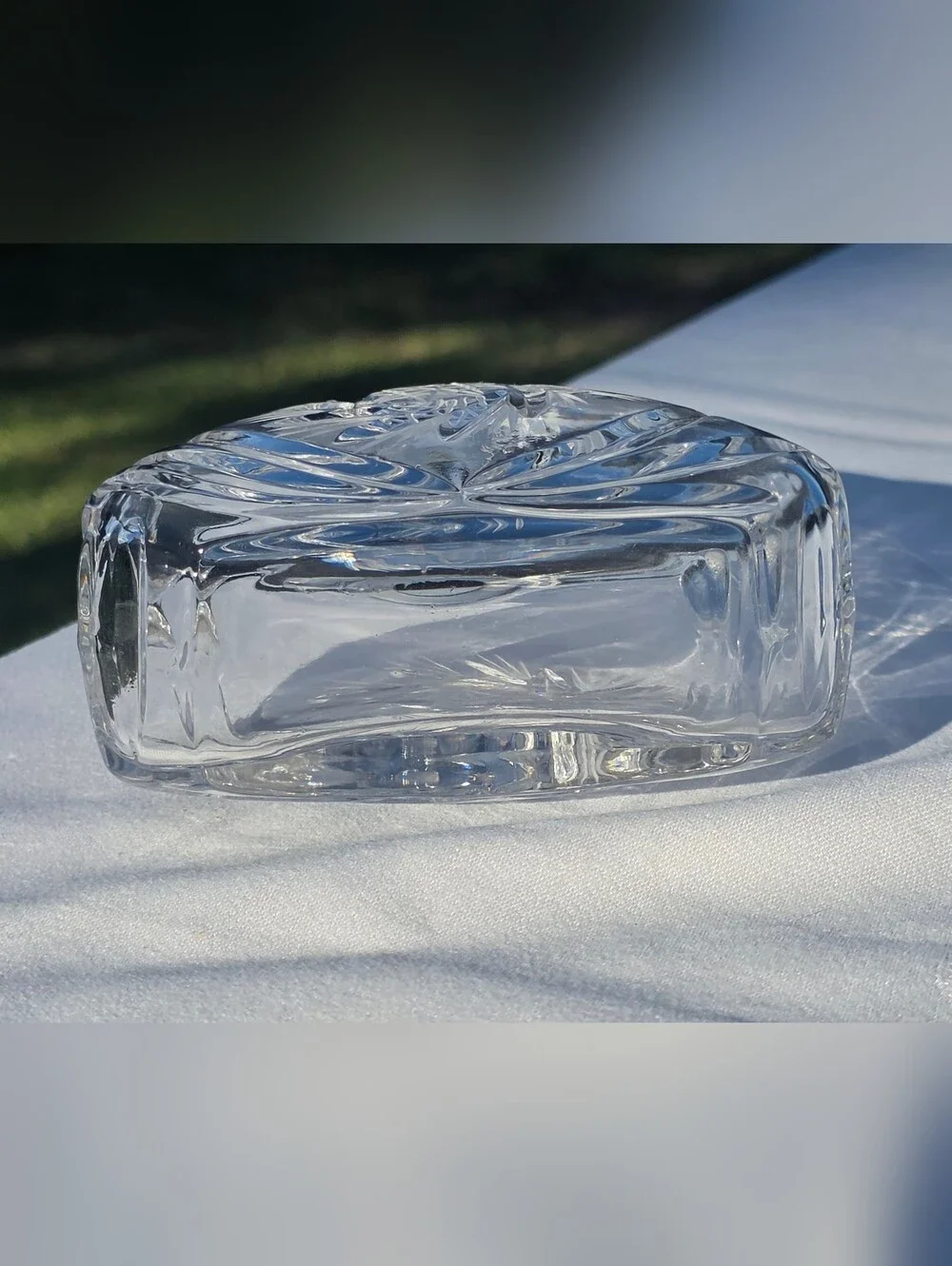 Vintage Cut Crystal Oil Vinegar Cruet Pinwheel Hobstar 4.75” No Stopper